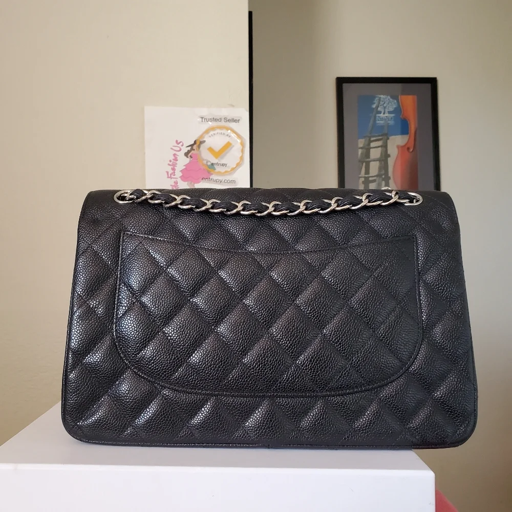 Chanel classic jumbo black caviar silver hw bag - Picture 4 of 12